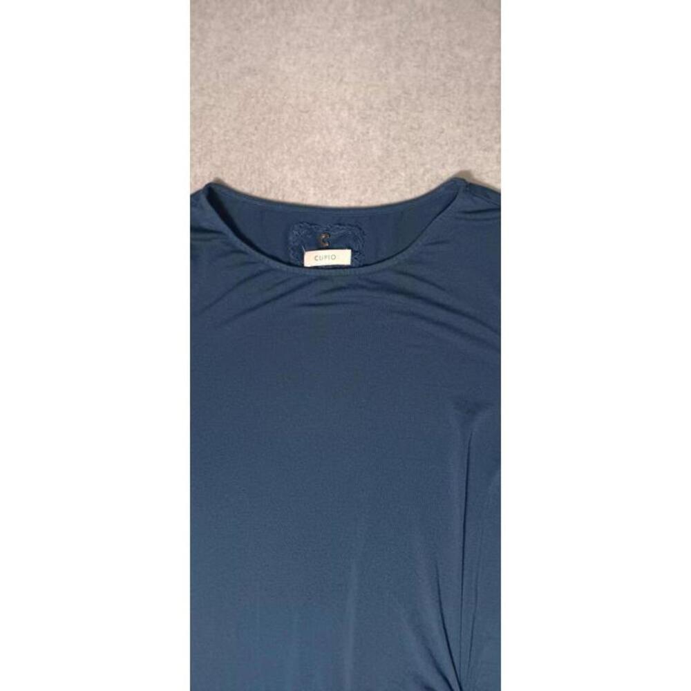 Anthropologie Cupio 3/4 Sleeve Tunic Blouse Womens Size Large Blue Tie Waist... - Picture 3 of 10